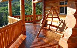 deck with porch swing