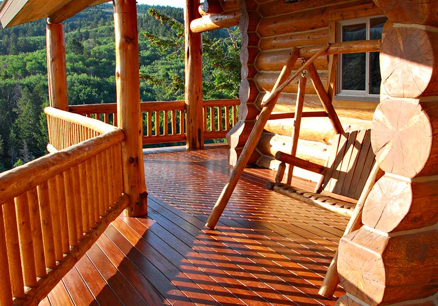 deck with porch swing