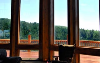 living room windows with view of hills