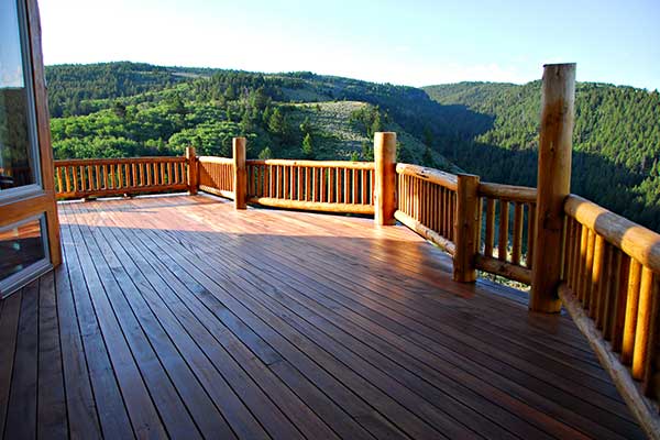 Lodge patio and valley.