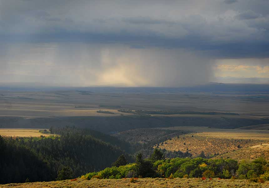 rain falling on the plains