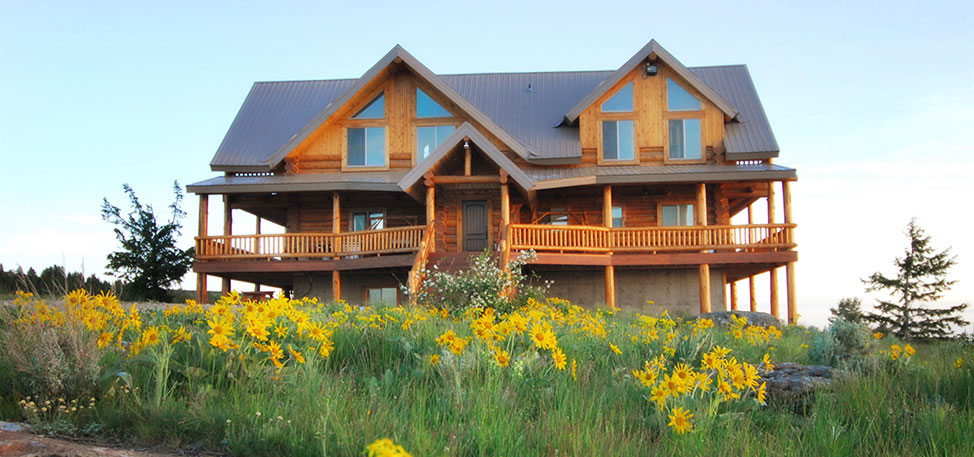 lodge with wildflowers