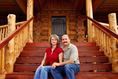 Jeff and Alana sitting on stairs