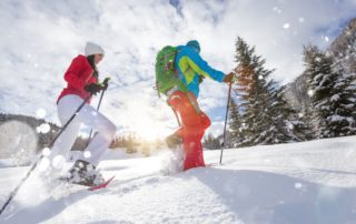 A family snowshoeing in Idaho